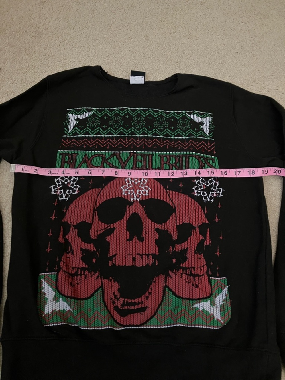 Black Veil Brides Christmas Sweater, emo gothic, skulls, pentagrams, band merch - Picture 2 of 5